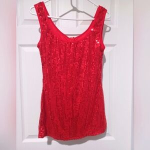 2 pc Shirley of Hollywood all red sequin top & thong